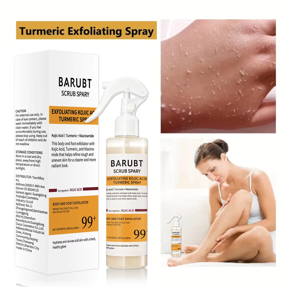 Turmeric Kojic Acid Exfoliating Essence Spray Helps Improve Rough and Uneven Skin, Leaving It Looking Clearer and More Radiant.